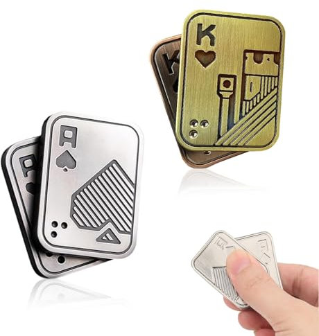 Metall Poker Fidget Slider xlwen 2 Stück EDC Metall Fidget Toys für Erwachsene,ADHS Autismus Angst Stressabbau Magnetisches Zappelspielzeug,Geschenke für Freund und Vater,Schreibtisch Spielzeug