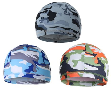 3 Piezas Gorro Ciclismo Verano, Gorro Bajo Casco, Gorra Protección UV, Gorro Fino y Transpirable Bajo Casco para Escalada, Correr, Ciclismo, Pesca, Deportes,gorras de calavera para correr y sudar