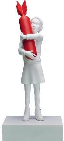 HABITZ Bomb Girl – Banksy-Skulptur Bomb Hugger Girl-Statue Kunstharzstatue Design Ornamente Kunsthandwerk Anti-Kriegs-Schreibtischdekoration Büro Heimdekoration Wohnzimmer Bücherregal Sammlung(1)
