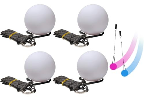 Anlising 4PCS LED Poi Bälle, LED Glow Poi Kugeln mit Regenbogen Farben und Strobe-Effekt, Verbesserte LED Poi, LED Poi Jonglierbälle Leuchtend, für Tanzen, Strand, Camping, Licht Shows, Raves Party