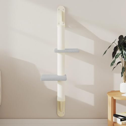 Brokky Wall-mounted Cat Tree with Scratching Post Light Grey 108 cm,Cat Scratching Activity Tree Wall Mounted,Jute Scratch Post for Large Cats, Kittens with Platform