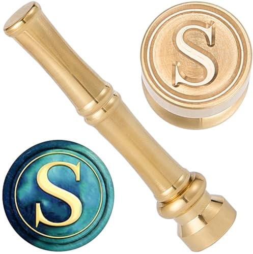 craspire Siegelwachsstempel Mit Alphabet Buchstabe S Wachssiegelstempel 15mm Mini Initialen Abnehmbare Goldene Messingköpfe Bambus Metallgriff Für Umschläge Einladungen Hochzeitsverzierungen