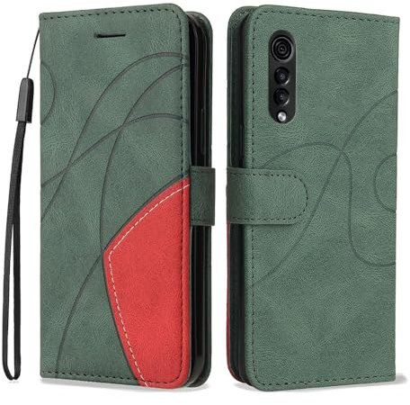 Kompatibel mit LG Velvet 4G/5G – Schlanke Zweifarbige Handyhülle mit Weichem Leder und TPU, Kartenfächern