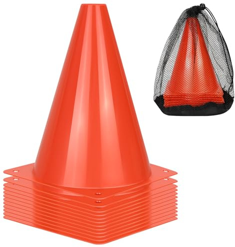 PXZBLG 12pcs Soccer Cones, 7 Inch Soccer Cones, Plastic Traffic Cones, Training Cones for Basketball Football Skating Drills Practice
