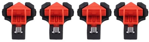 Qukaim 90 Degree Corner Clamps Set 90 Degree Corner Clamps Set, 4pcs Adjustable Spring Loaded Right Angle Clips, Non-Slip Woodworking Corner Clip Fixer for Woodworking Projects