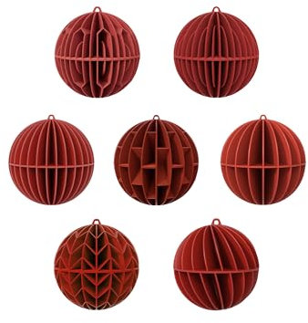 Weihnachtskugeln Set, 7 Stück, Recycelter Kunststoff, Verschiedene Designs (Terracotta)