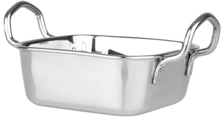 Olympia Stainless Steel Table Presentation Square Dish, 115x115mm | Elevates commercial food service setups with a highly durable, rust-resistant construction built for heavy daily use.