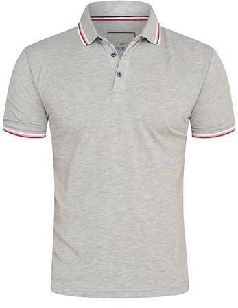 behype. Herren Kurzarm Poloshirt Freizeit Polo T-Shirt Männer Polo-Hemd Regular-Fit in Piqué-Qualität RR_MP-344-Hellgrau-XL