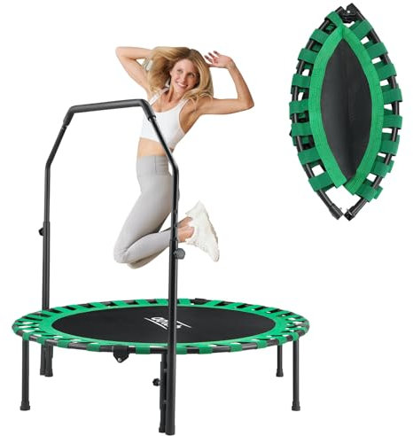 AOTOB 48” Fitness Trampoline for Adult, Max Load 450 LBS Foldable Mini Trampoline with Durable Bungees, Small Rebounder Exercise Trampoline for Workout for Quiet and Safely Cushioned Bounce