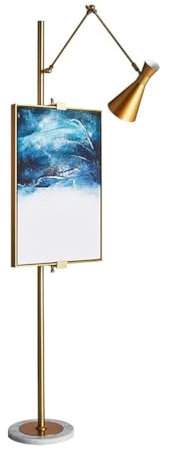 CDDUOLA Metall-Stehlampe mit Staffelei, Verstellbare 360°-Schwenkarm-Stehlampen, 170 cm Hohe Lampe mit Marmorsockel für Wohnzimmer, Malzimmer, Schlafzimmer, Büros, Lnnenhöfe, Gold