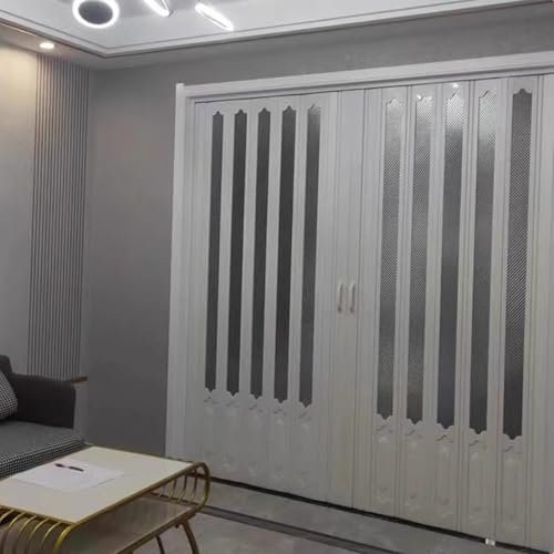 Portes doubles pliantes, kit de porte accordéon magnétique avec poignées et verre acrylique, séparateur de pièce pour cuisine ou salle de bain