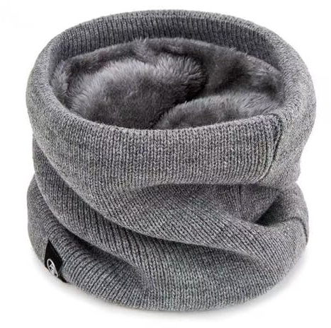 Falafoty Sciarpa tubolare invernale per bambini, calda e spessa, in pile morbido, scaldacollo invernale, rotonda, antivento, per bambini, adulti, autunno, interni ed esterni, grigio chiaro, m