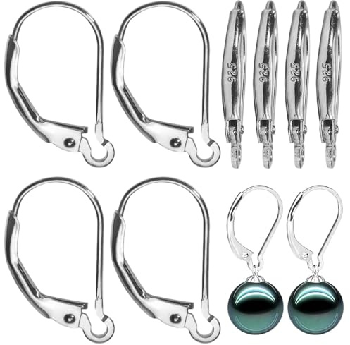 8 Stück 925 Sterling Silber Ohrhaken 16x10mm,Französische Ohrringhaken | Hochwertige 925 Sterling Silber Ohrhaken in klassischem Design, stabil & langlebig. Einfache Verarbeitung für individuelle