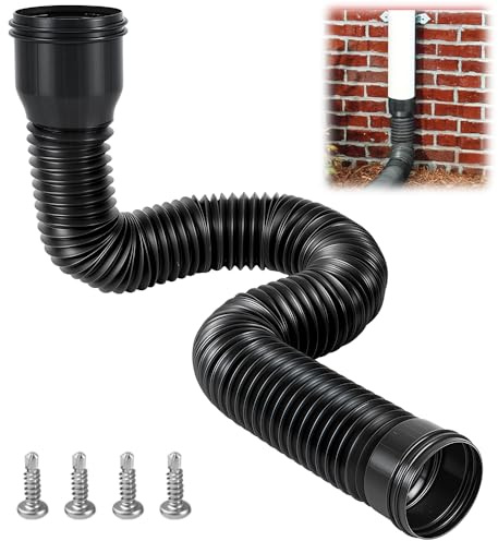Regenrinnen Fallrohr Ablauf Verlängerungen, Dachrinne Fallrohr Verlängerung Flexible, Dachrinne Flexible Fallrohr Verlängerung Fallrohr Schlauch von 50 bis 150 cm (Schwarz, 1 Stück)