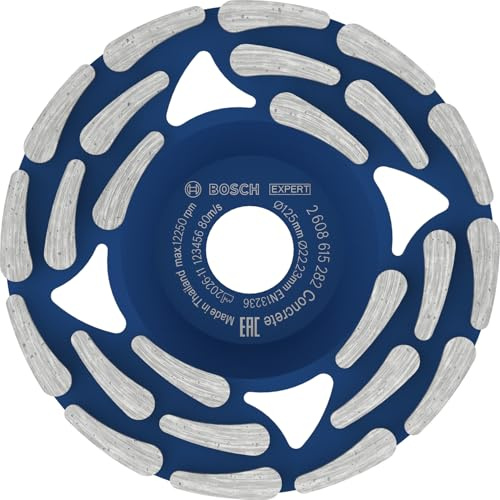 Bosch 1x Mola a tazza diamantata EXPERT Concrete, foro da 22,23 mm | per Calcestruzzo, Ø 125 mm, Professional Accessorio Levigatrice per calcestruzzo
