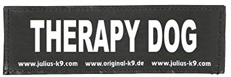 Julius-K9 Interchangeable Hook & Loop Patches, 1 pair, THERAPY DOG, Size: Large, Black