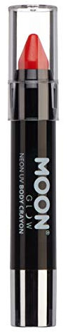 Moon Glow Crayón corporal en barra de pintura UV neón para rostro y cuerpo Rojo intenso 1 Unidad (Paquete de 1)