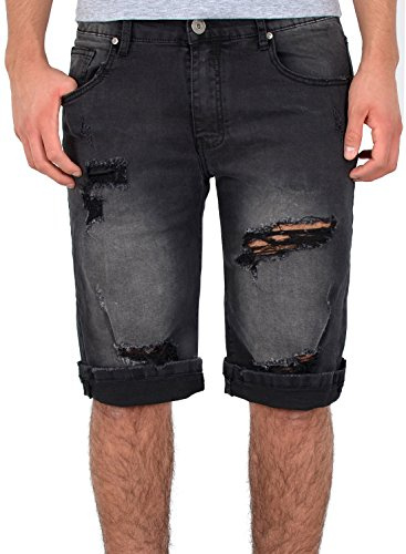 ESRA Herren Jeans Shorts Basic Jeans-Shorts Kurze Hose Bermuda A415