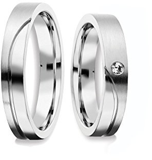 Eheringe Verlobungsringe Trauringe Freundschaftsringe Silber 925 *Gratis Luxusetui* AMOONIC mit Zirkonia Paarpreis Set Partnerringe Silber (Weißgold Platin Optik) 4mm FF367SS925ZIFA-65268