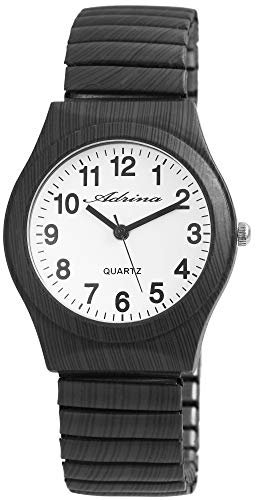 Adrina Damen - Armbanduhr Edelstahl Zugarmband Analog Quarz 1700045 (Anthrazit)