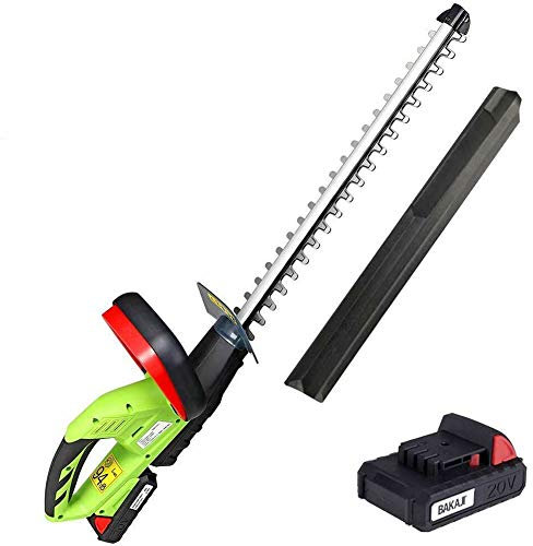 BAKAJI Tagliasiepi Elettrico a Batteria Ricaricabile agli Ioni di Litio 20V 2Ah Sega Elettrica Tagliabordi Decespugliatore Giardino Lame in Acciaio Inox, Custodia + Batteria Litio + Caricabatteria