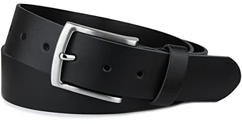 Frentree Damen Leder Gürtel, 3.8 cm breit und 0.25 cm stark, Schwarz, Gr.- 95cm (für Hüftumfang 90-100 cm)