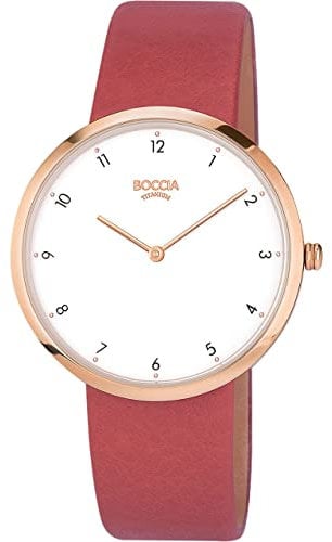 Boccia Damen Analoger Quarz Uhr mit Echtes Leder Armband 3309-05