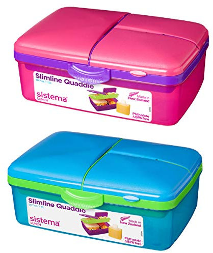 Sistema Slimline Quaddies, 1,5 l, Blau und Rosa, 2 Stück