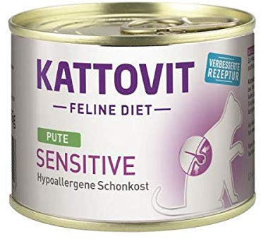 KATTOVIT - Sensitive Nassfutter für Katzen | Diät-Katzenfutter als Alleinfuttermittel. Gluten- & getreidefreies Katzen-Nassfutter in der Dose. Hypoallergen, für ausgewachsene Katzen | 12 x 1