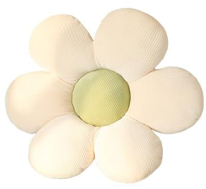 ACYOUNG Blumenboden Kissen Tatami Blumenförmiges Plüsch-Dekor der bequemen Sitzkissen für Kinderzimmer Hause Sofa Dekoration (60 x 60 cm,Weiß & Grün - a)