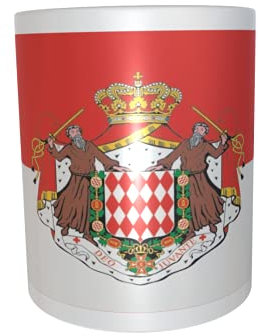 U24 Tasse Kaffeebecher Mug Cup Flagge Monaco mit Wappen