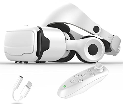 Gafas de Realidad Virtual, 3D VR Gafas con Controlador Bluetooth para Juegos Visión Panorámico VR Glasses para iPhone 13 Pro Max/13 Pro/13/12/11, para Samsung Galaxy S21, Huawei, Xiaomi