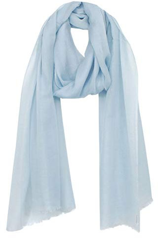 Bovari Kaschmir Schal Damen - 100% Kaschmir - Extra Leicht/Hauchzart - Premium Cashmere - extra dünner Schal/Sommerschal - 200 x 70 cm (Hell-Blau/hellblau)