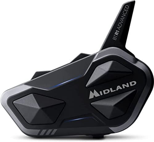 Midland - Intercomunicador Casco Moto BTR1 Advanced Twin Único, Auriculares Moto Inalámbricos Bluetooth IPX6, 1,2Km, 4 Personas Conferencia, Batería 23H, Cancelación Ruido, Audio HD, Conforme ECE2206