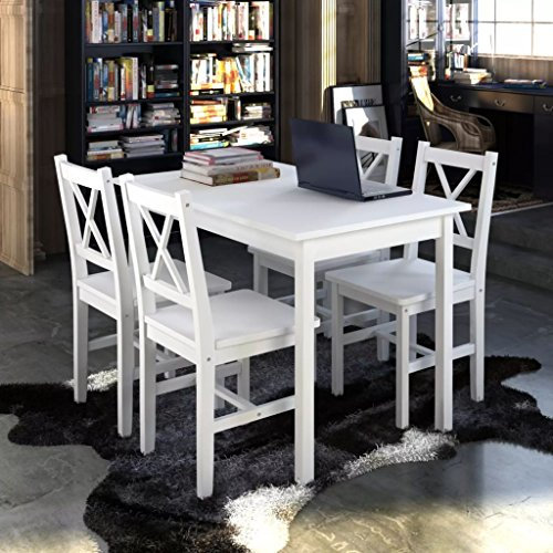 MOONAIRY 5-TLG. Essgruppe, Esstisch Mit Stühlen, Esstischgruppe, Esszimmergruppe,Küchentisch Mit Stühlen, Tischgruppe, Dining Table Set, Weiß