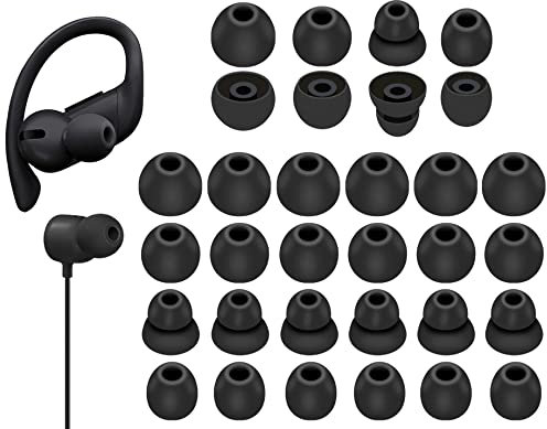 Powerbeats Pro - 16 pares de almohadillas para orejas para los oídos, 4 tamaños de repuesto, ajuste suave y flexible en la funda, reduce el ruido, goma de silicona, gel para las orejas, accesorios