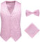 Gilet De Costume pour Hommes - Gilet sans Manches Hommes À Col en V À Poitrine Unique Gilet D’Affaires Wedding Party Hommes Gilets pour Mariage/Affaires/Fête, Rose, XL