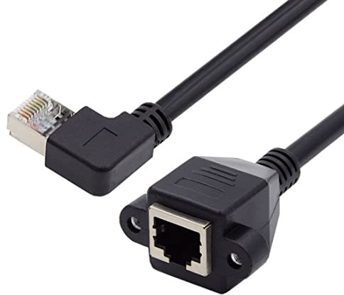 chenyang Cable Cat6 RJ45, 8P8C FTP STP UTP Cat6 macho a hembra LAN Ethernet cable de extensión de red derecha 90 grados en ángulo con agujeros de montaje en panel