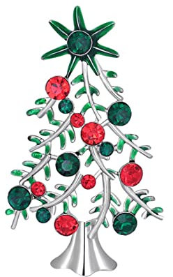 Weihnachtsbrosche voller Diamanten mit Diamanten, Weihnachtsbaumbrosche, Brosche, Corsage, Weihnachtslegierung, Brosche, Schmuck, Krawatte for Frauen (Color : 2-green, Size : XXL)