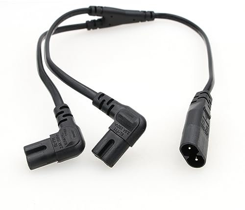 DRRI IEC320 C8 auf Dual C7 rechtwinkliges Y-Splitter AC-Netzkabel für Drucker|Digitalkameras|Apple TV|PlayStation4