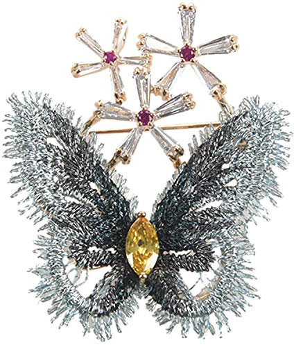 Seprendi Broche papillon en dentelle bleue de style palais avec cristaux pour le An, Cuivre