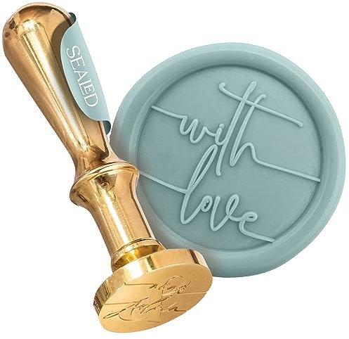 SEALED® Siegelstempel Set für Hochzeit oder besondere Anlässe, Wachssiegel Stempel mit verschiedenen Motiven (With Love)