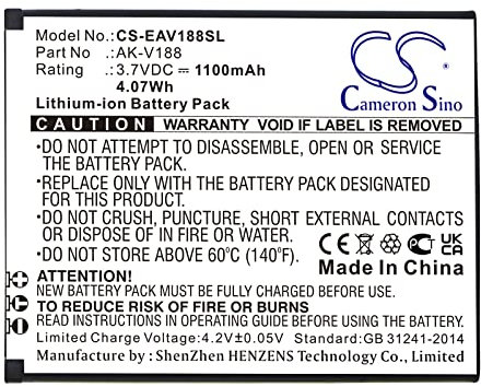 1100mAh / 4.07Wh Ersatzakku, Batterie kompatibel mit Emporia TOUCHsmart.2, Touch Smart 2, Touch Smart, Touchsmart V188, AK-V188