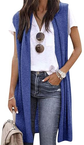 EFOFEI Femmes Pure Color Front Cardigan Fashion Gilet Plissé Soft Elastic Cover Casual Cardigan sans Manches