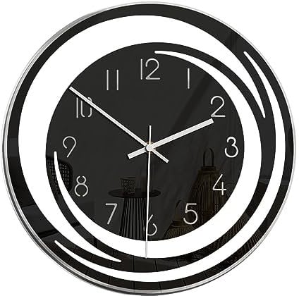kyaoayo Moderne Wanduhr ohne Ticken, Kreative Schwarz rund Uhren mit Zeiger, Wanduhren zum Bauen Deko für Wohnzimmer Restaurant Büro Schlafzimmer Dekoration, Uhren 11in