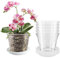 Foreverup Vasi per orchidee trasparenti da 17 cm, confezione da 5 vasi in plastica con fori di drenaggio e piattini, vasi per piante in plastica per interni traspiranti con scanalature, per tutte le