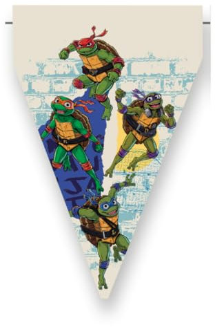 BeenSmile, Wimpelkette für Geburtstag, Ninja Turtles, Wimpelkette für Kinder, Dekoration für Themenpartys und Kinderfeiern, 1 Wimpel, 3 m