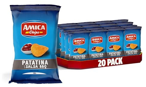 AMICA Chips | La Patatina Gusto Salsa BBQ, Snack Senza Glutine, Con Olio di Semi di Girasole, Aroma Naturale, 20 Pezzi x 100 gr