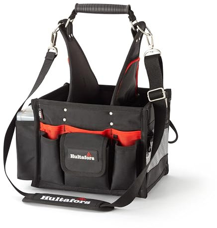 Werkzeugtasche für Elektriker mit 34 Fächern, Umhängegurt & Sortimentsbox von Hultafors I offene Werkzeugtasche mit drei Fächern & Taschen I 590150