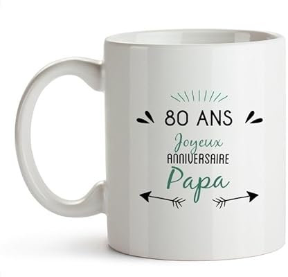 CADEAUX.COM - Mug Message Positif Papa 80 Ans Personnalisé Magique (change de couleur avec la chaleur - Message Personnalisable - Cadeau Anniversaire Papa - Cadeau 80 ans - Cadeau Homme Fete des Peres